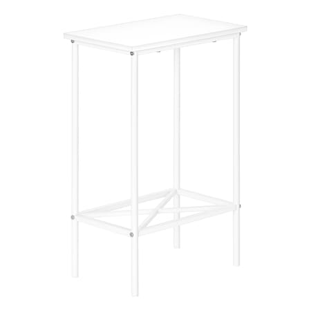 Monarch Specialties Accent Table, Side, End, Narrow, Small, 2 Tier, Living Room, Bedroom, White Laminate, White Metal I 2079